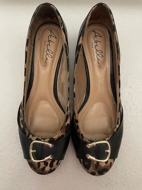 Abella Leopard Print with Black Toe and Gold Buckle